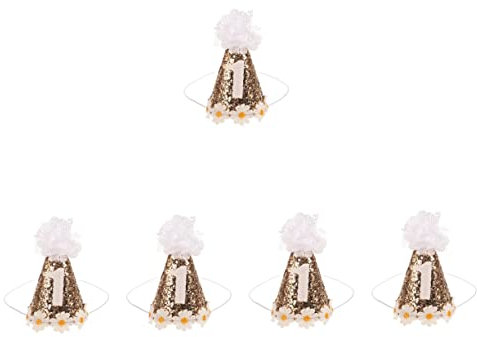 UPKOCH 5stücke Blumen Für Mädchen Glitter Dekorierter Geburtstagsfeier Hut Für Geburtstag Leicht Und Bequem Für Fotos Und Feiern