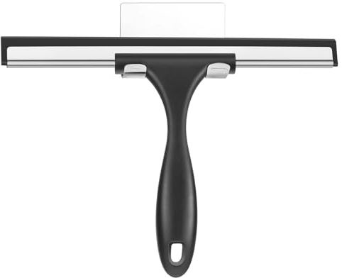 SetSail Shower Squeegee for Glass Doors Stainless Steel Squeegee for Shower Glass All-Purpose Window Squeegee for Tile Shower Walls, Bathroom, Sink, Mirror, Car Window Cleaning 10 Inches