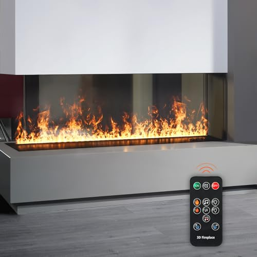 Mexhom Wasserdampf-Kamin, 3D Flamme elektrischer Kamin, 150cm Keine Wärme | 3D Wasserdampf-Effekt, Für Schlafzimmer, Wohnzimmer, Heimdekor, Haustierfreundlich, Befeuchtung, Einfache Nachfüllung