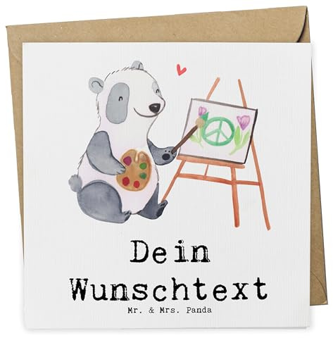 Mr. & Mrs. Panda Personalisierte Karten Künstler Herz - Geschenke, Geschenk, Grußkarten Personalisiert, Kunstschule, Karte, Spruch, Maler, Postkarte, grußkarte