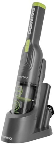 Daewoo Handheld Vacuum Compact Pro, Cordless, 25 Min Run Time, 120ml Dust Capacity, Storage Base, 2 Speed Settings, Upholstery Brush, Crevice Tool, Washable HEPA Filter, LED Power Indicator