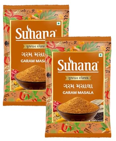 Suhana Spices Mix Powder (Box) - Curry Masala Recipe Mixes Casserole Seasoning Herbs - Simplifies & Speeds Up Cooking Process (Pack of 2, Suhana Garam Masala 100g Box)