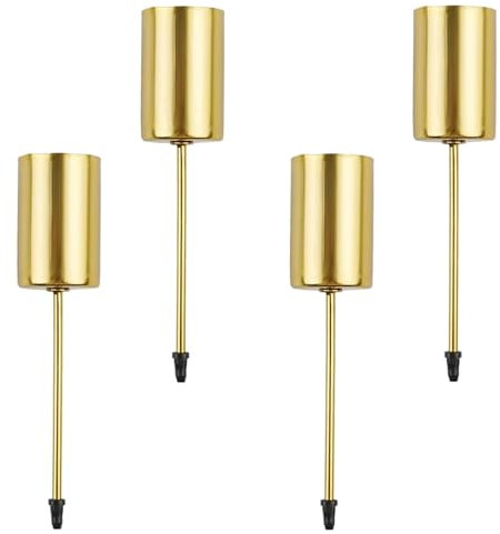 Auirshiky 4PCS Advent Wreath Candle Holders,Kerzenhalter Stabkerze Metall,Retro Taper Candle Holder with Short Pin Metal Candle Holder for Advent Wreath Christmas Candle Plate (Golden)