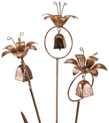 Fleurs de lys en métal avec clochettes pour l'extérieur de la cour Art Métal Bronze Lys Calla