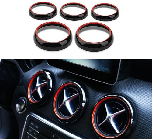 Inovey Auto Armaturenbrett Luftausströmer Dekoration Trim Cover Auto Dekorative Ring Für Klimaanlage Vent Kompatibel Mit Klasse A W176 Klasse B W246 Cla -Kohlefaser-Muster