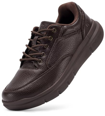 FitVille Mens Extra Wide Fit Leather Oxford Shoes Casual Non-Slip Lace up Business Dress Shoes