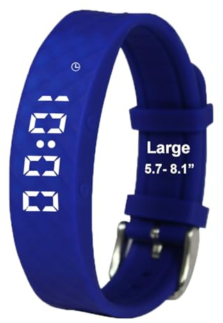 e-vibra Horloge d'entraînement silencieuse avec minuterie et 15 alarmes quotidiennes (Royal Blue - Large)