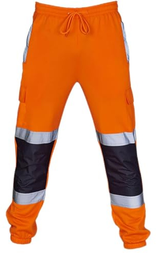 Pantaloni Tuta Riflettenti di Sicurezza ad Alta Visibilità con Strisce Riflettenti Ultra Performance Pantaloni da Lavoro con Nastro Fluorescente Abbigliamento da lavoro con Tasche Laterali ad Alta