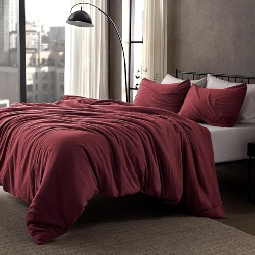 Lanqinglv Microfibre Bed Linen 135 x 200 cm Wine Red for Allergy Sufferers