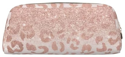 Rich&Rabbit rose gold glitter Print Zipper Cosmetic Makeup Pouch Bag Portable Travel Storage Bag Daily Use Purse, Gold, One Size