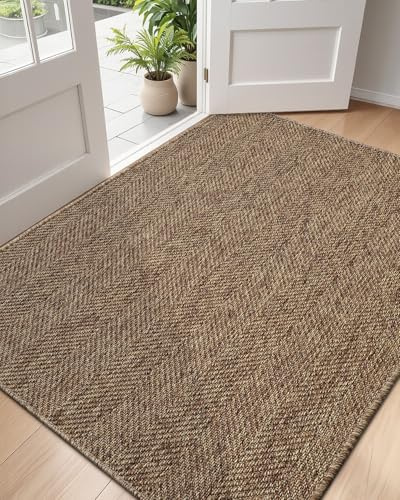 DEXI Dirt Trapper Door Mat, 31x48 Washable Doormat, Dirt Resistant and Absorbent, Easy Clean Low-Profile Floor Rugs for Entryway, Front Door, and Inside Entrance, Brown