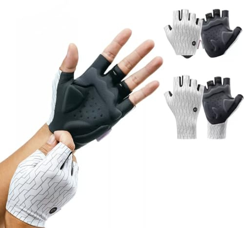 ROCKBROS Fahrradhandschuhe Sommer Herren und Damen, Halbfinger Handschuhe Sport Atmungsaktiv, Stoßdämpfung Handschuhe Ohne Finger für Laufen, Fahrrad, MTB e Fitness