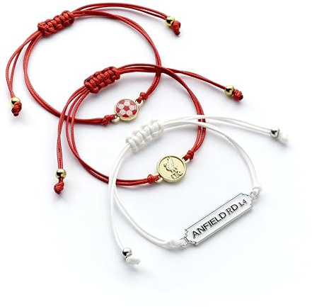 The Carat Shop Liverpool fotbollsklubb vänskapsarmband set med 3, En storlek, Zinklegering – 93 % zink + 3 % koppar + 4 % aluminium, Ingen ädelsten