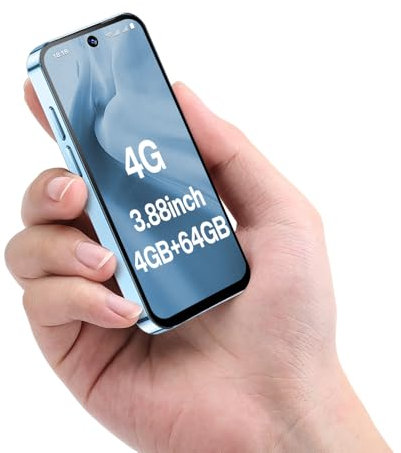 YOHOPE 4G Unlocked Mini Smartphone - Schermo HD 3.88”, Dual SIM Dual Standby, Batteria 1950mAh, Face ID - Ideale per bambini e studenti come cellulare di backup(Blu-4G)