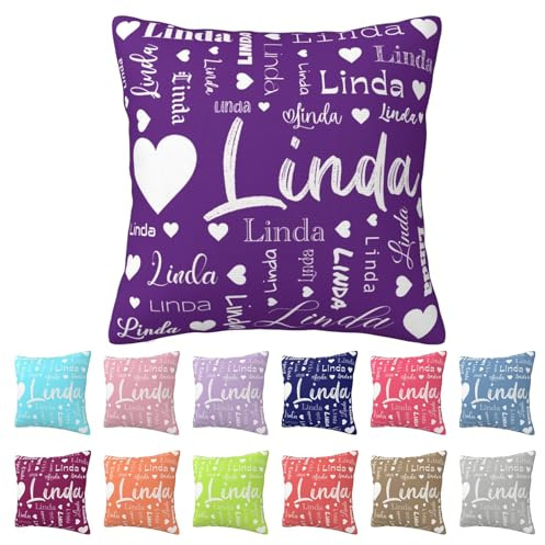 Custom Pillowcase with Names - 18x18in Personalized Pillow Cover - Standard Square Throw Pillow Case Design - Home Decor for Kids, Girls, Boys, Women, Men, Family