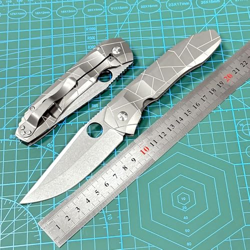 Klappmesser 8.66 Taschenmesser Robust aus Titan & Keramiklager Stahl outdoor messer survival, Praktische edc messer Jagdmesser Camper scharfes einhandmesser, Titanlegierung pocket folding neck knife