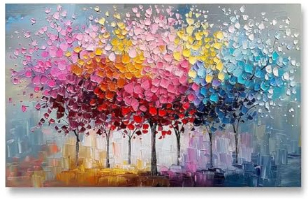 18meng Art Albero colorato, dipinti su tela, 200 x 100 cm, quadri da parete grandi per soggiorno, albero astratto della vita, pittura murale, decorazione murale moderna, stampa d'arte