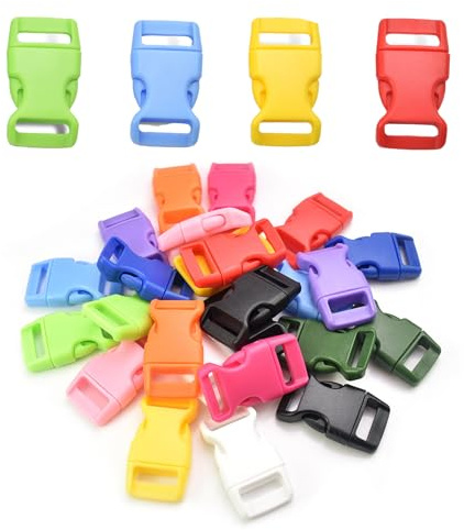 50 Stück Schnallen Aus Kunststoff,Schnallen und Verschlüsse,10 MM Klickverschluss,Steckschnalle,Paracord Verschluss,Rucksack Schnalle,Farb-Mix Paracord Zubehör,Steckschnallen für Rucksackgurte,Seil