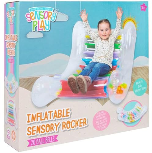 FAHAAM Inflatable Sensory Rocker with 20 Ball Bells, Transparent Inflatable Chair for Kids, Sensory Rocker