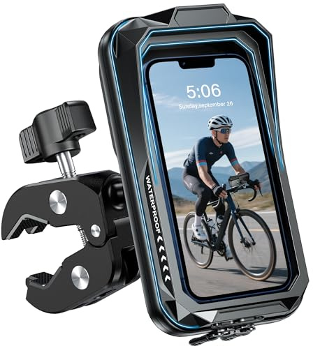 ENONEO Porta Cellulare Moto Antivibrazione Universale 360° Supporto Telefono Bici Portacellulare Scooter Impermeabile Porta Telefono Moto Manubrio Supporto Smartphone Bicicletta