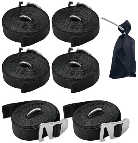 Sangles Store Pour Camping-Car - Lot de 6 Sangles de Fixation pour Store avec Sac de Rangement,Accessoires de Camping Corde de Fixation de Pare- Renforcée pour Bateau Camion Caravane Aventures E