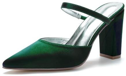 Miyoopark dam bekväma brudskor slip-on kväll pantoletter, Mörkgrön, 36 EU