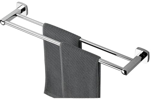 Portasciugamani pieghevole in rame, doppio strato, montaggio a parete, per asciugamani spessi (asta standard da 60 cm), soluzione da bagno durevole ed elegante
