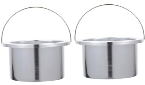 jojofuny 2pcs Non-stick Aluminum Wax Melting Pots Wax Heater Inner Containers for Hair Removal Waxing Supplies 100mm Diameter Suitable for Salon and Home Use