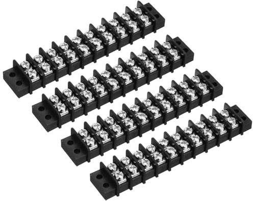 QUARKZMAN 4 Stück PCB-Klemmleiste, 9.5mm 10-polig 300V 20A Zaunartige Leiterplatten-Klemmenblöcke Doppelreihe