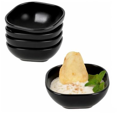 Dip Bowls Set - 4.5 OZ Mini Prep Bowls, Condiments Server Dishes (5 Black) | Unbreakable Dipping Cups for Side Dish,Condiments Server Dishes for Soy Sauce, Dessert, Sushi,Vinegar,BBQ and Party Dinner