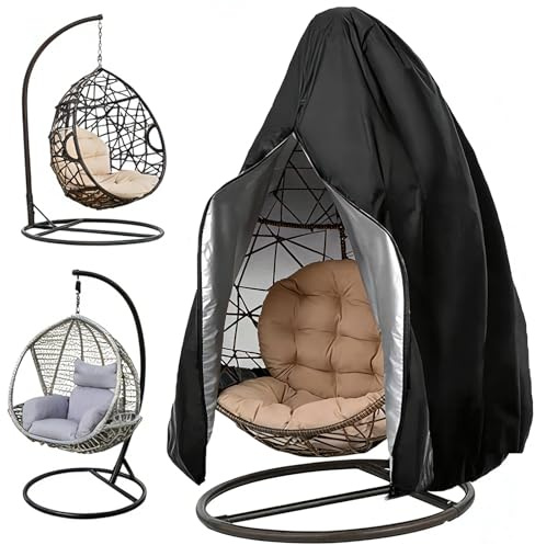 Housse de Chaise Suspendue, Fauteuil Suspendu Housse, Bâche de Protection Extérieur Imperméable Anti-UV, 210D Oxford Tissu, avec Fermeture Éclair et Cordon, pour Jardin et Patio