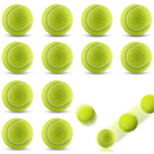 Foymlon 12 Stück Tennisbälle, Freizeit Tennisball Advanced Training Tennisbälle Anfänger für Tennis Unterricht, Ballmaschinen und Hunde Spielgerät