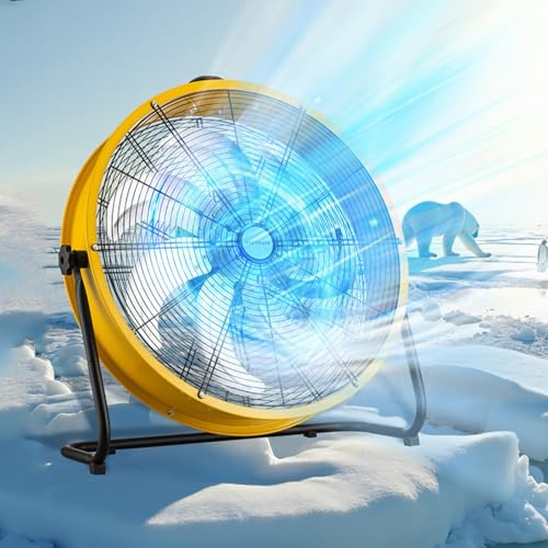 Industrieller Ventilator aus Metall, 3 Geschwindigkeiten, Bodenventilator mit 5 Flügeln, robust für Industrie, Gewerbe, Fitnessstudio, Garage