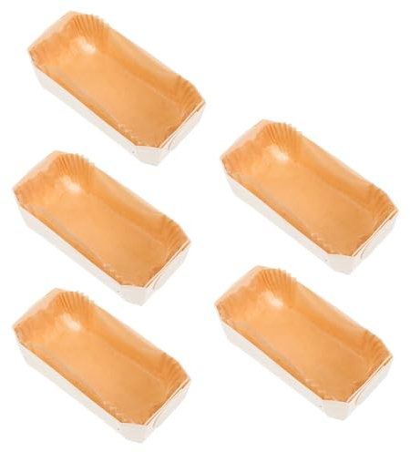 Abaodam Juego de 5 Moldes de Papel Beige para Hornear con Conducción Uniforme de Calor y Reutilizables, Ideales para Reuniones de Amigos y Repostería Salada