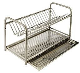 IDOR STORE Escurreplatos con base o apoyo, de acero inoxidable de 70 cm con recogegotas