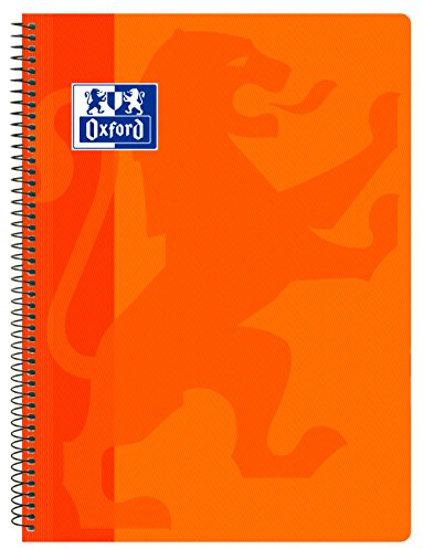 Oxford, Cuaderno A4 (Folio), cuadrícula 4x4, tapa plástico, color naranja