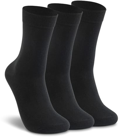LIXIA Womens Thin Merino Wool Crew Socks Warm Breathable Winter Boot Liners Cozy Thermal Casual for Dress Trousers(3 Pairs - Black)