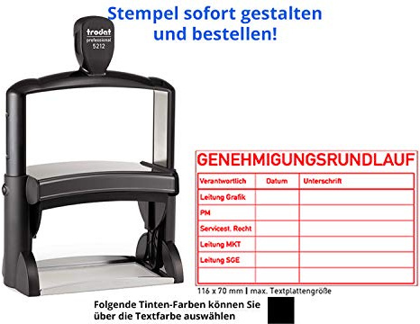 Stempel Trodat Professional 5211-85x55mm - 13-zeiliger Stempel, Metallstempel aus Edelstahl, sehr hochwertig, gleich Online gestalten!!! (schwarz)