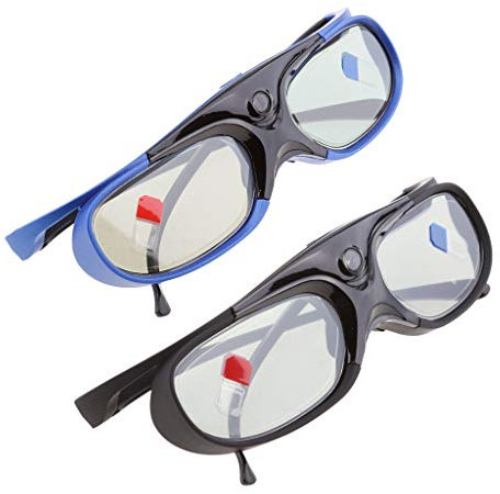 Tubayia 2 stycken 3D-glasögon laddningsbara 3D aktiva slutarglasögon för projektor