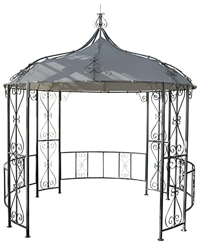 Pergola Almeria, Rundpavillon Garten Pavillon, stabiles Stahl-Gestell Ø 3m - hellgrau