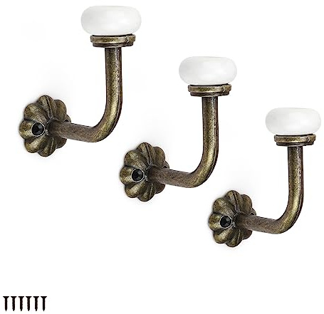 PARFCO Appendini a Parete in Ceramica, 3 Pezzi Ganci Appendiabiti da Paretecolor Bronzo, Appendino da Muroda Bagno Materiale in Lega di Zinco per Appendere Vestiti, Cappelli