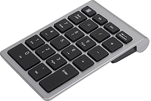 Drahtlose Nummernblöcke, -Ziffernblock Numpad 22 Tasten Tragbare 2,4-GHz-Finanzbuchhaltungs-Nummerntastatur mit Empfänger für Laptop-PC-Desktop-Notebook (Eisengrau)