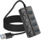 HATMINI 5FT 4-Port USB3.0 Expander Hub,USB 3.0 Fast Data Hub With Individual LED Power On/Off Switches，Portable USB Port Extender for PC,USB Flash Drives And More (5FT)