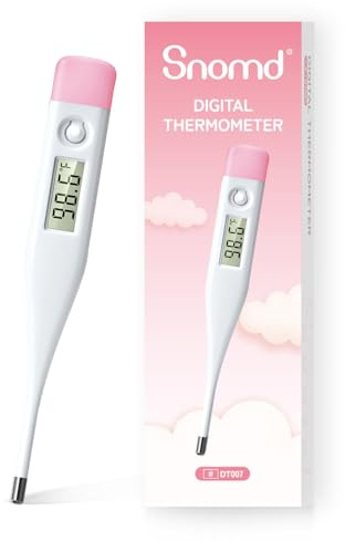 Snomd Digital Oral Thermometer for Adults and Children with LCD Display, Oral Thermometer for Baby with Fever Alarm Rectal & Underarm Use, Fast Reading Thermometer