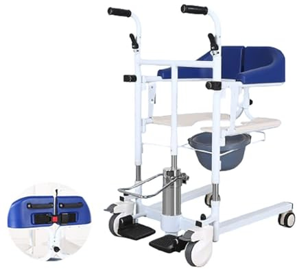 WOLWES Elevador de Pacientes hidráulico,Elevador WC Adulto,Silla de baño para Mayores,WC portatil Adultos,para Silla de Ruedas con Asiento Dividido de 180 ° A