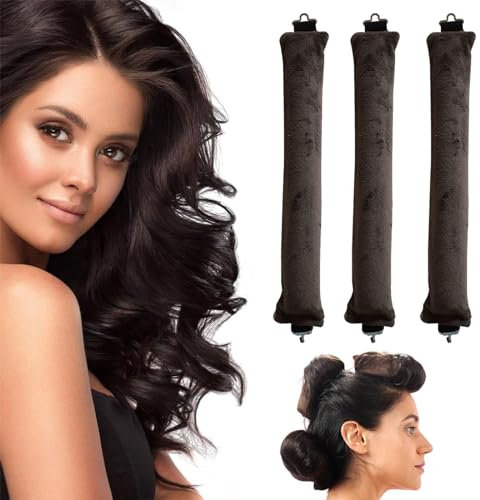 JDCMEI 3 Pezzi Bigodini Senza Calore, Bigodino Lungo per Boccoli Bigodini per Dormire Senza Calore Aste Flessibili con Gancio Ferro Arricciacapelli Senza Calore per Tutti i Tipi di Capelli