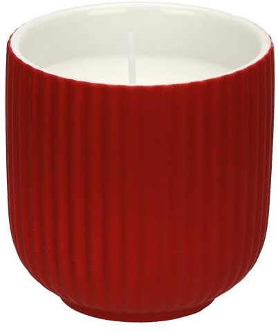 RITUALI DOMESTICI - Candela Rossa M in ceramica, 9x9cm, profondità 9cm, collezione Sofficeluce