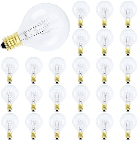 EASYIVY Lot de 25 Ampoules de Remplacement G40 E12 7W, Ampoules Globe G40 Exterieur pour Guirlande Lumineuse Exterieure, Blanc Chaud 2200K, Étanche IP44, AC220-240V pour la Fête à la Maison