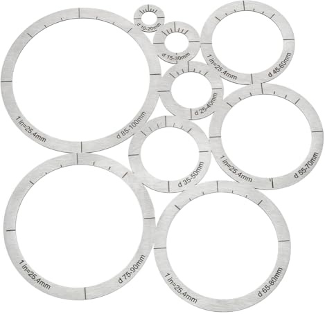 FINGERINSPIRE Outil de Découpe de Modèle Circulaire Jeu Emporte-Pièce pour Coins en Cuir en Acier Inoxydable 201 Règle Modèle Ronde pour Coins en Cuir Outils de Mesure Coupe pour Conception Outil DIY