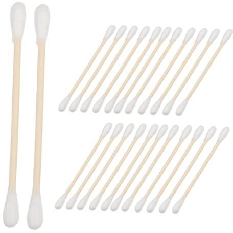 BAZEITFLOW 100 Stück Bambus Wattestäbchen Doppelseitige Weiche Reinigungstupfer für Präzises Make up Ohrenreinigung Vielseitig Einsetzbar für Elektronik und Feine Detailreinigung